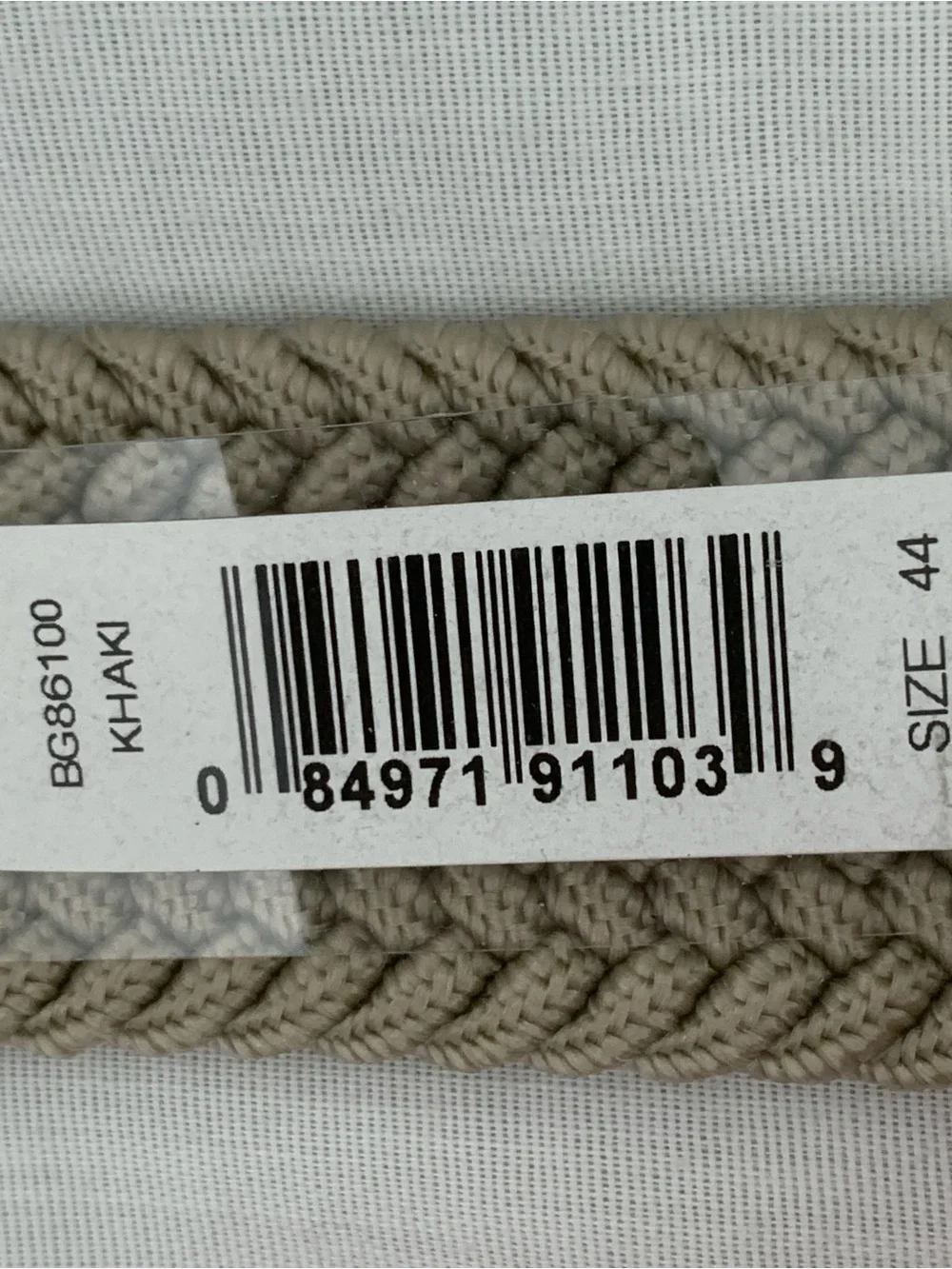 Grand Slam Mens Braided Stretch Golf Belt 44 NWT Khaki Beige Tan Leather Trim